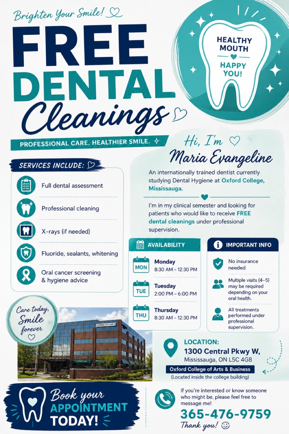 Free Dental Cleanings at Oxford College