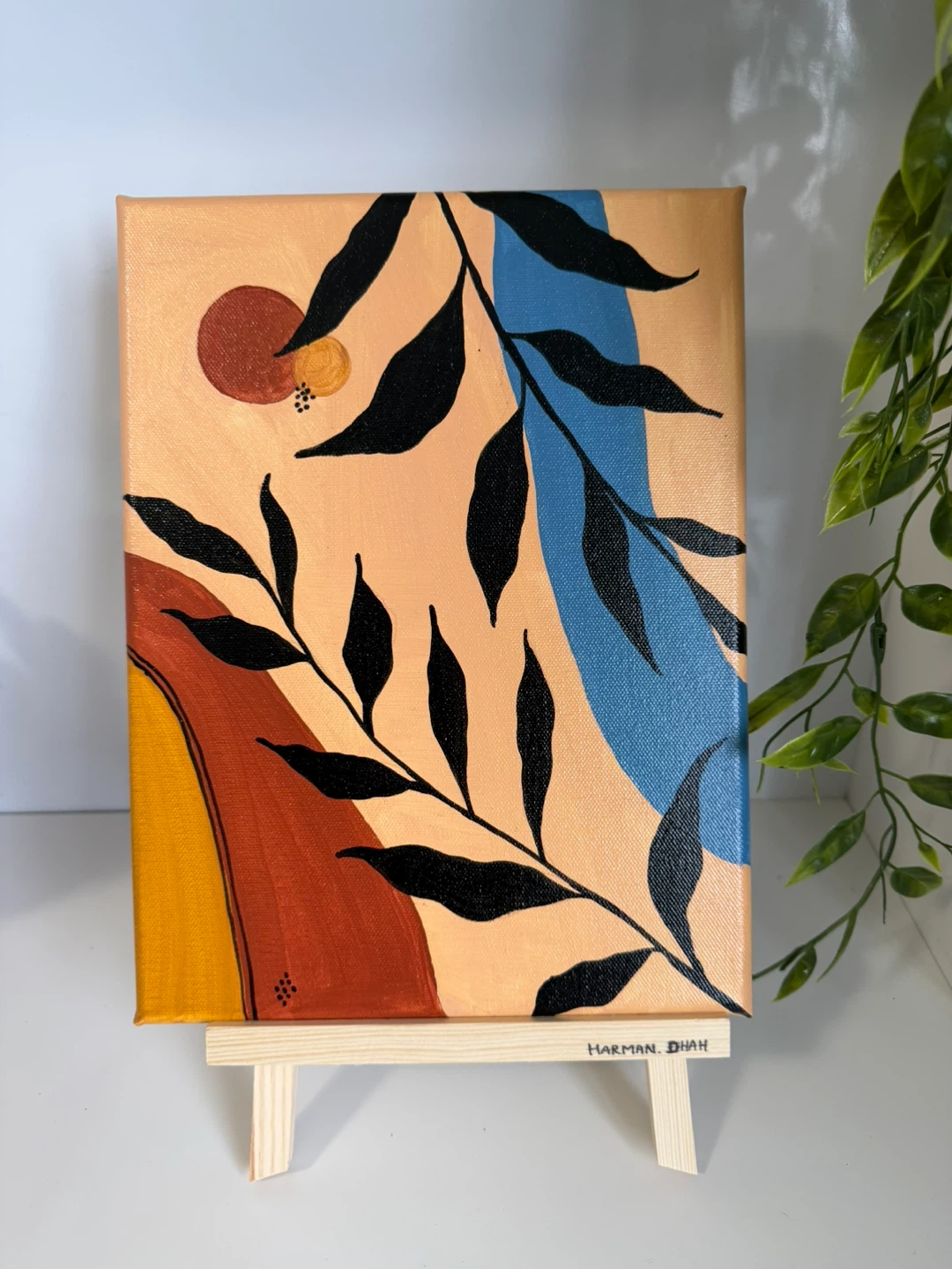 Abstract Boho Canvas Painting - photo 3