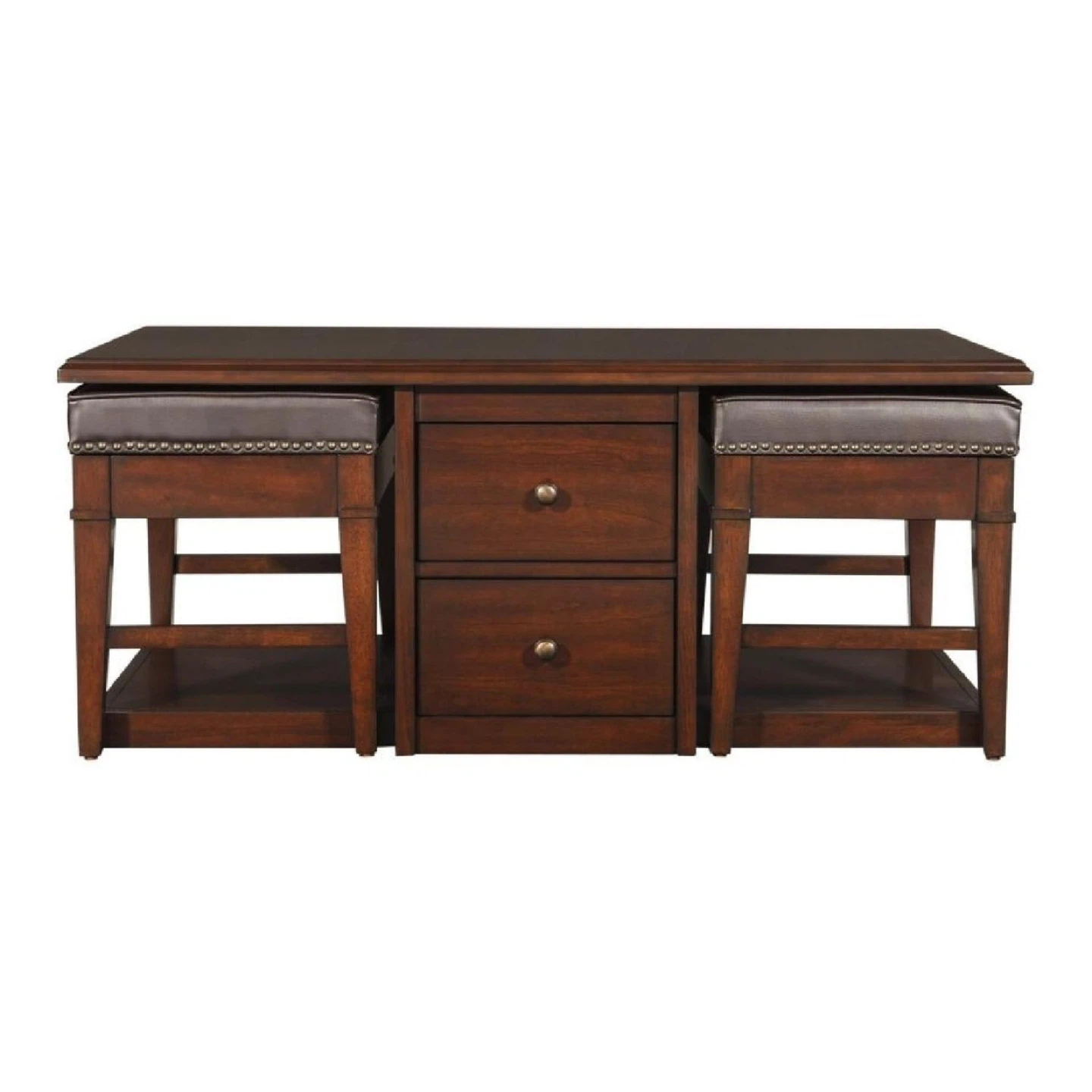 Lift Top Coffee Table with 2 Hidden Ottomans