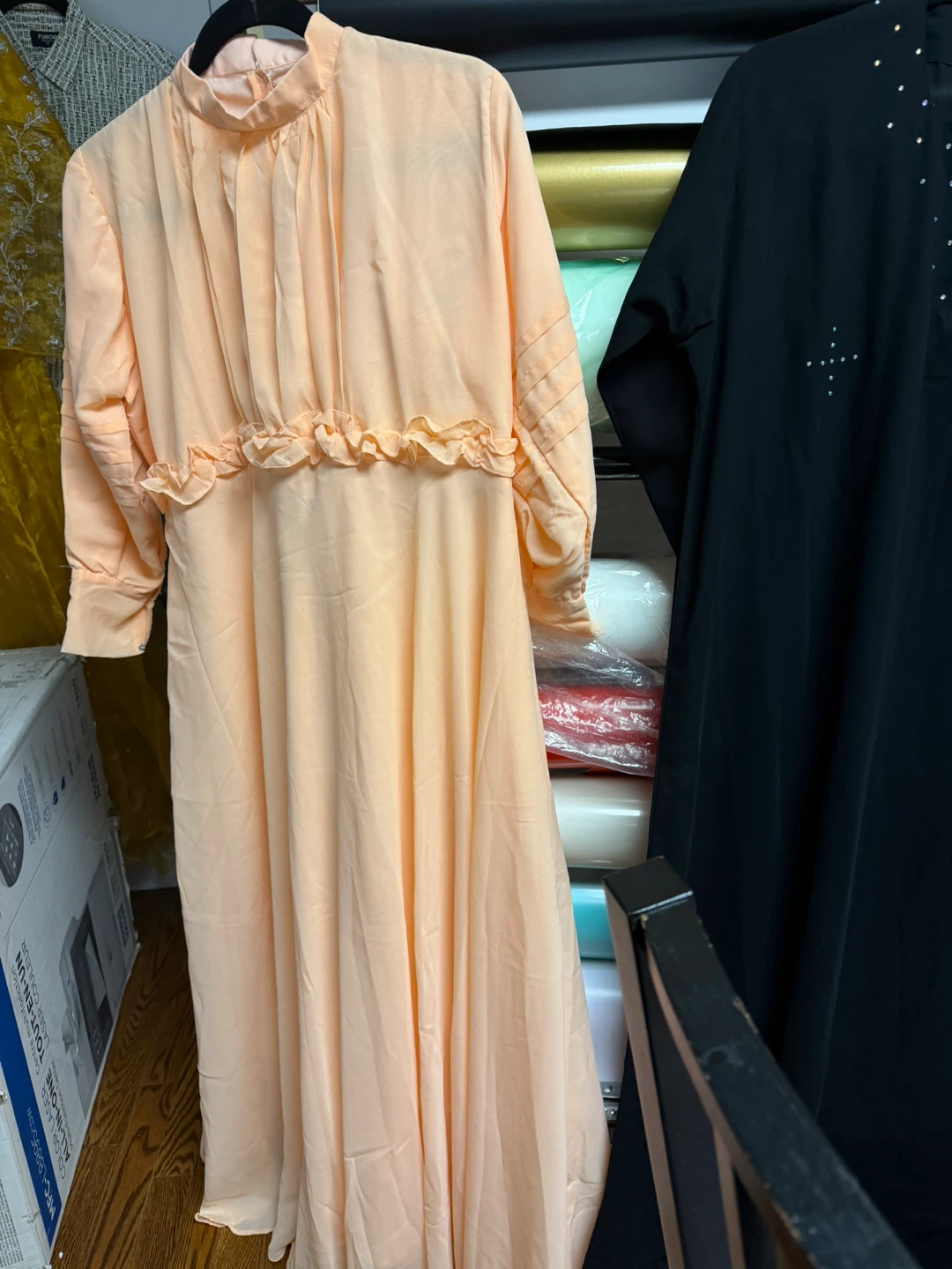 Black Abaya with Rhinestone Embellishments - photo 2