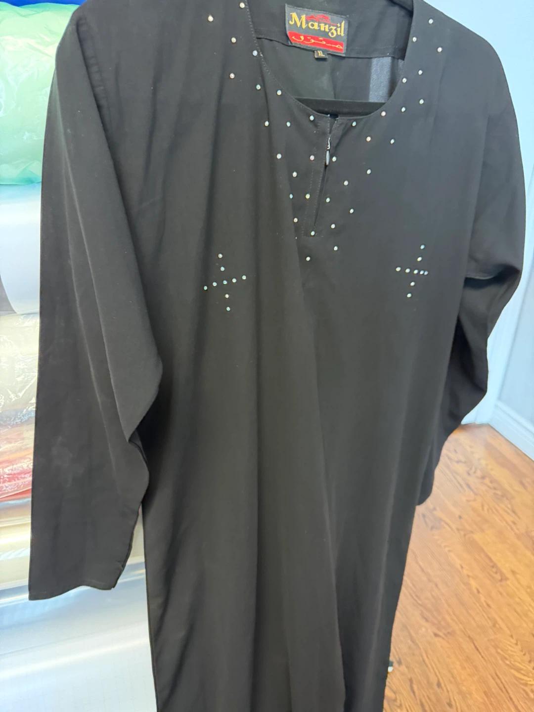Black Abaya with Rhinestone Embellishments - photo 4