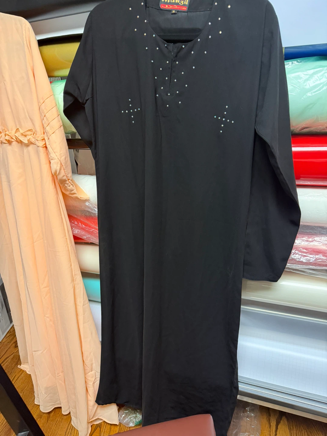 Black Abaya with Rhinestone Embellishments - photo 3