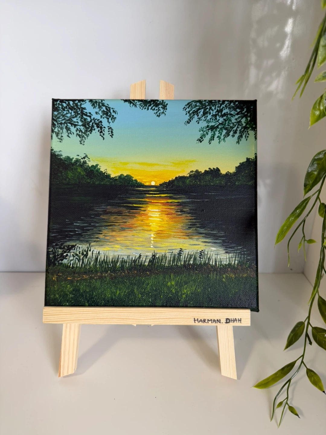 Hand Painted Sunset Art (8x8)inches