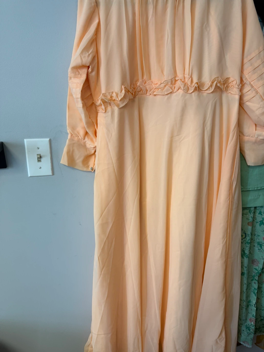 Zimina Peach Ruffled Maxi Dress Size 7