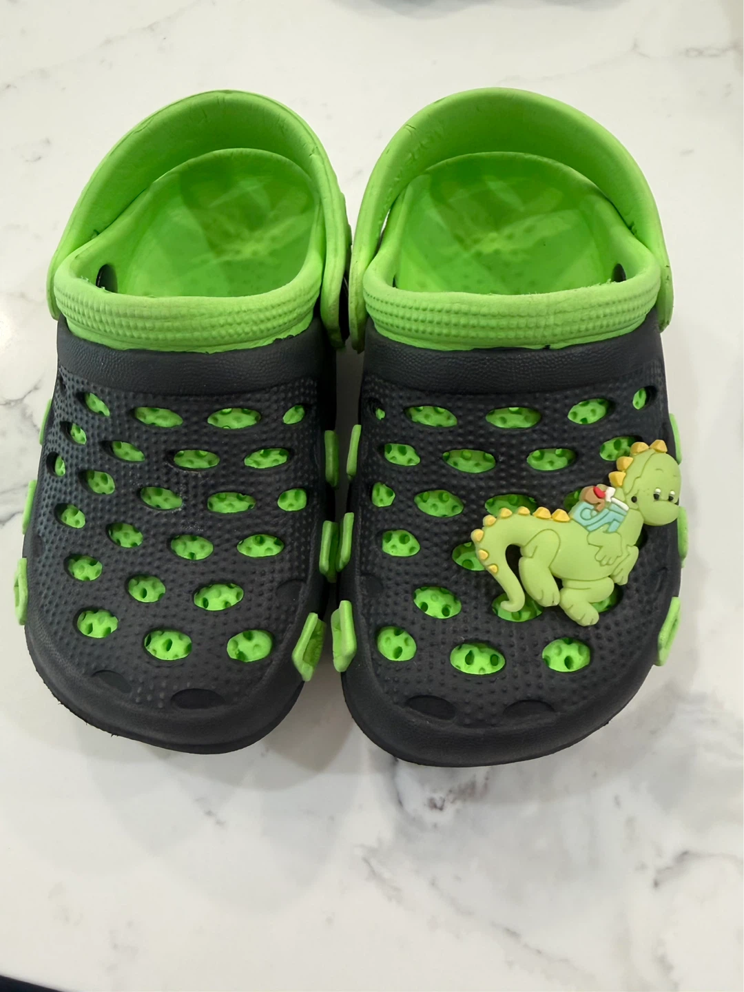 Toddler Black and Green Clogs with Dinosaur Charm - photo 3