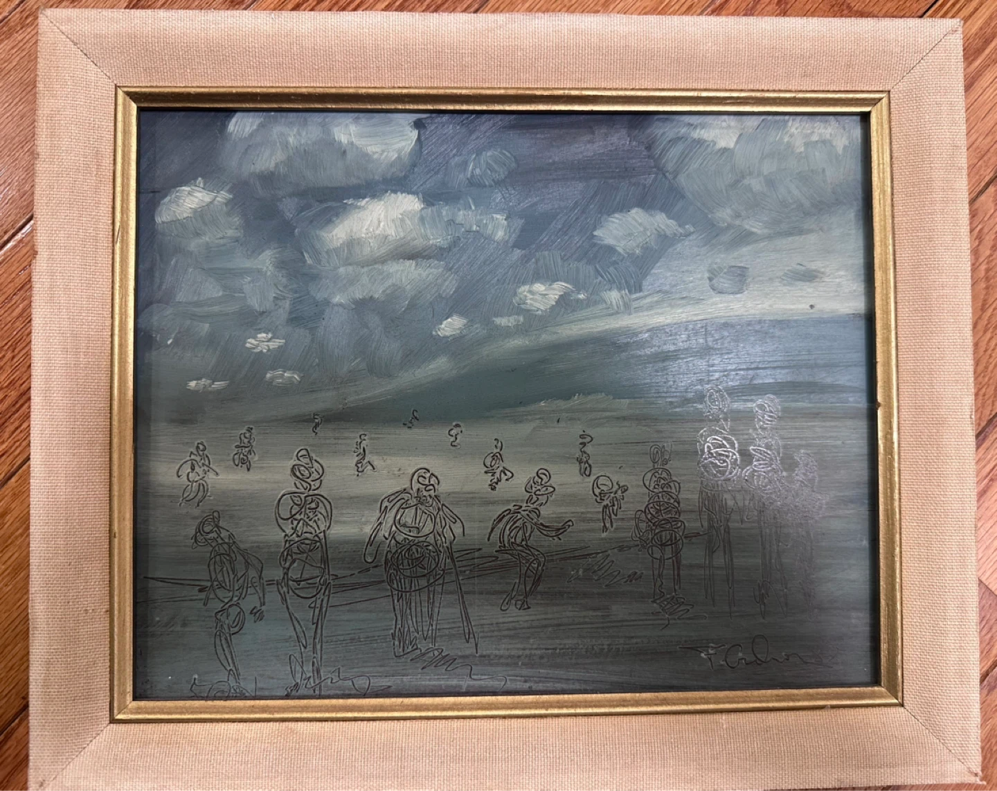Framed Oil Painting "Figures in a Landscape" Signed F.Graham 87 - photo 2