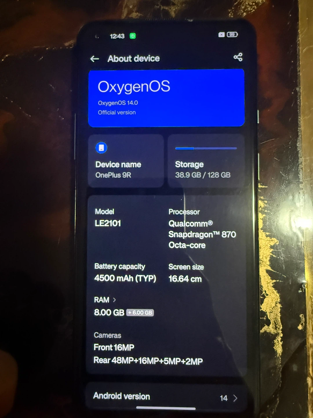 OnePlus 9R LE2101 Smartphone - 128GB Storage