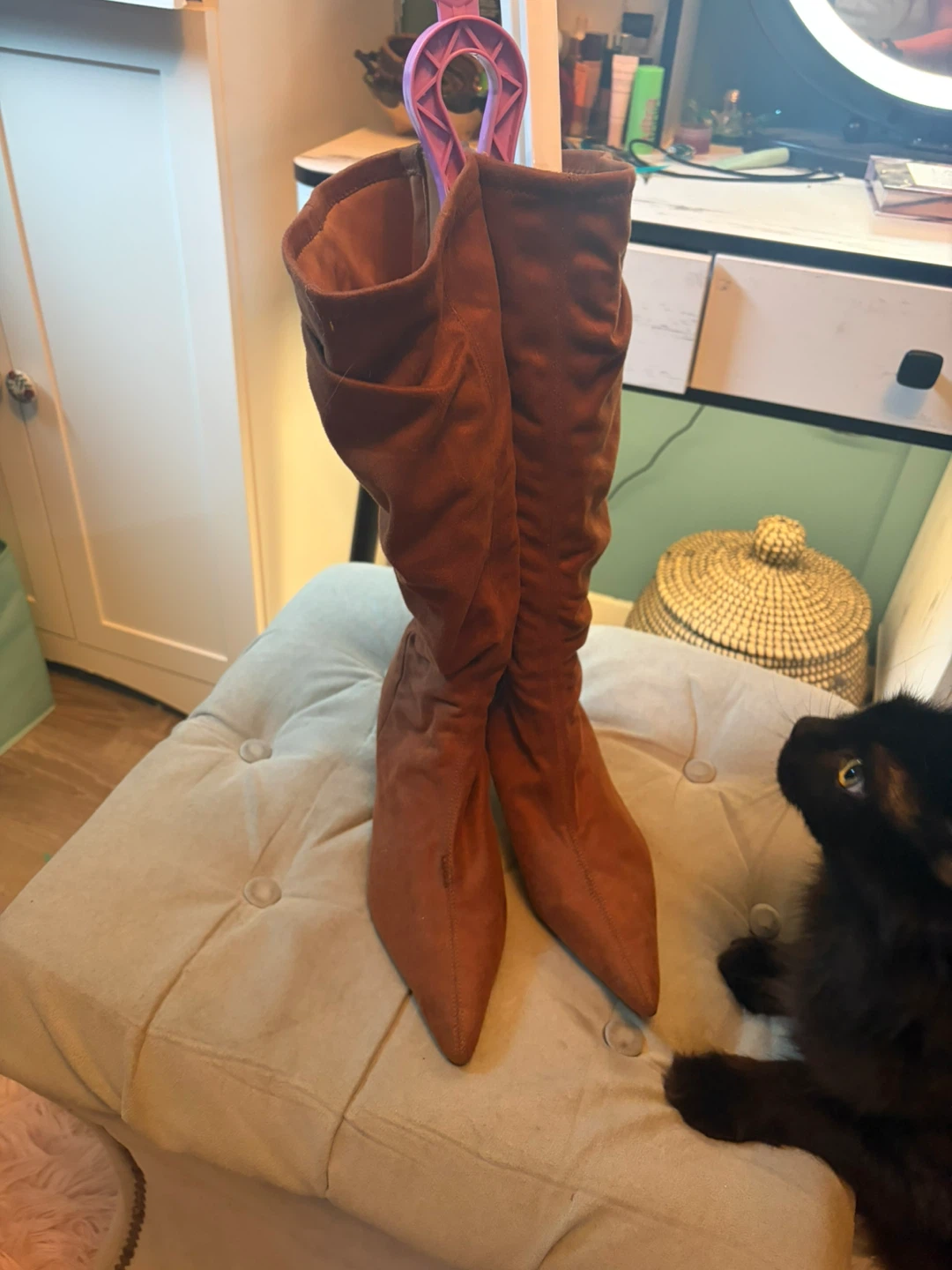 Brown Ruched Slouch Boots - photo 5