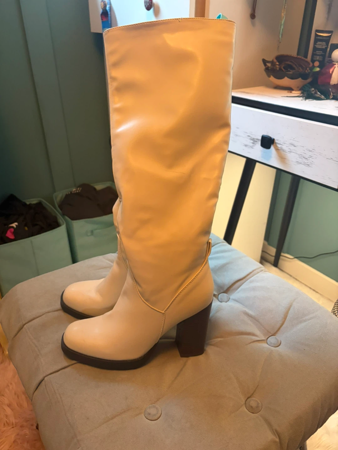 Brown Ruched Slouch Boots - photo 2