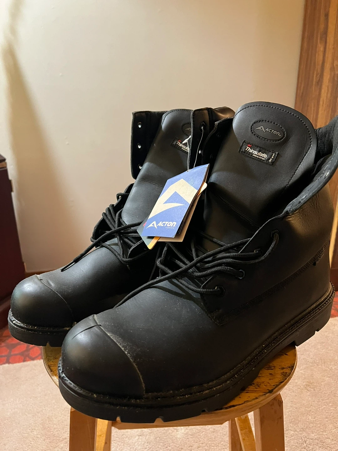 Acton Men's Black Insulated Work Boots - Size 17