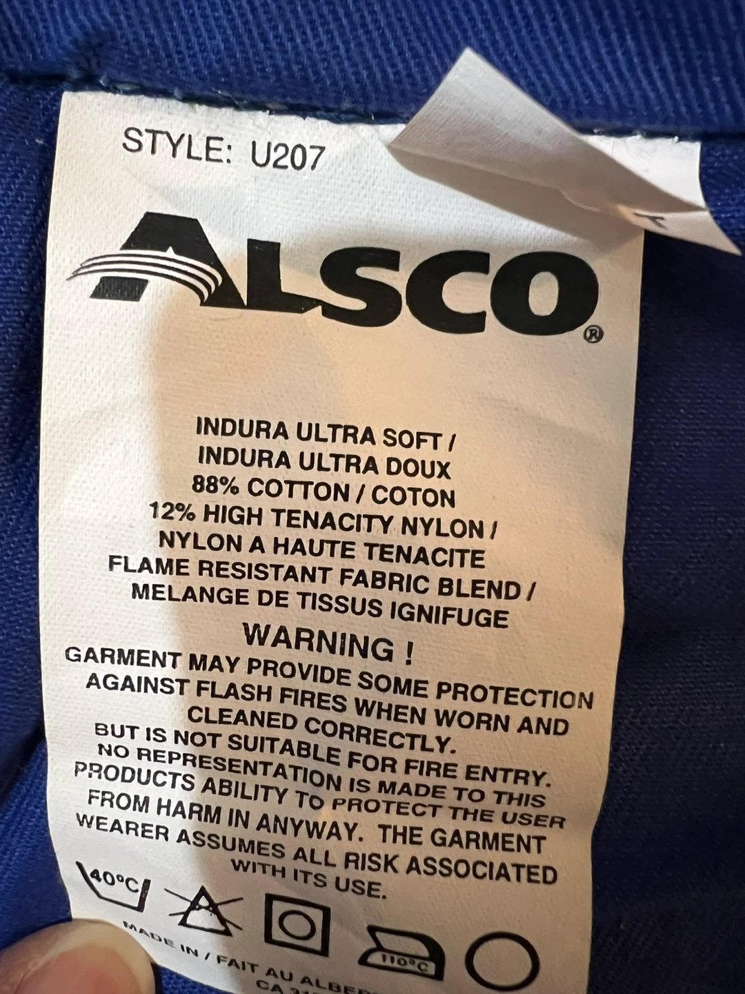 Alsco Indura Ultra Soft Flame Resistant Workalls XXXL/T Blue - photo 3