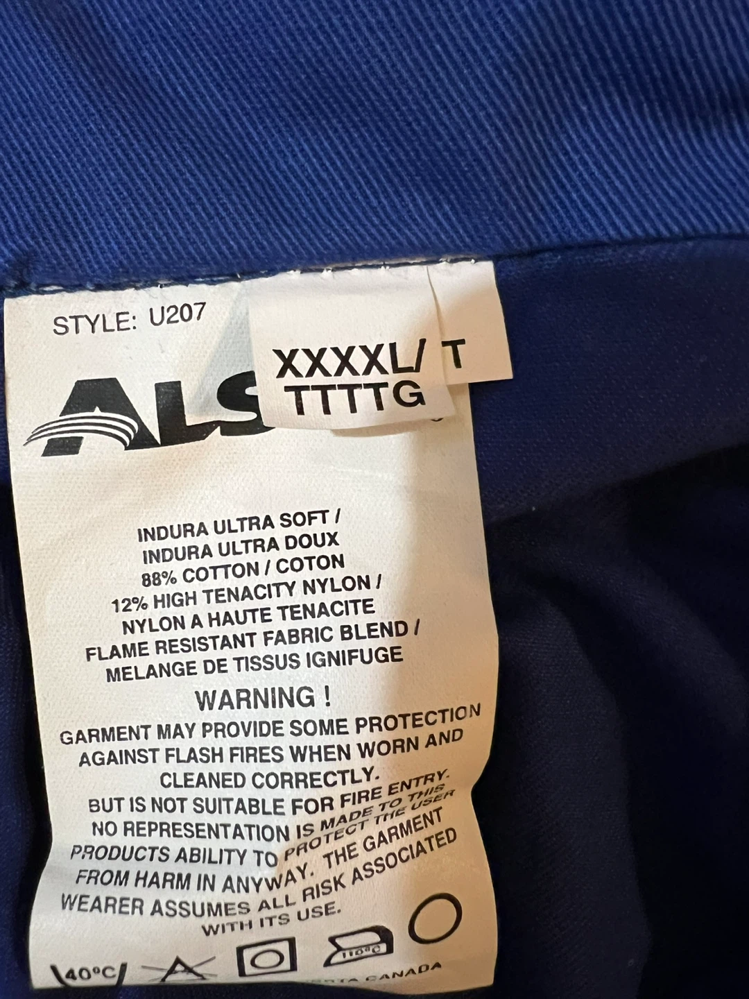Alsco Indura Ultra Soft Flame Resistant Workalls XXXL/T Blue - photo 4
