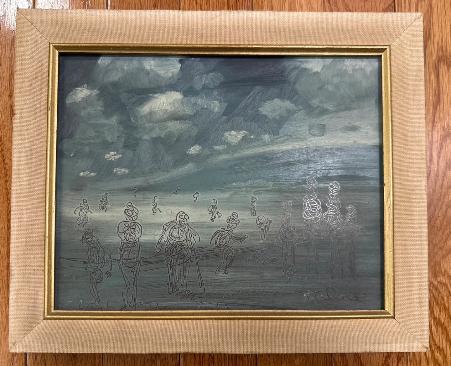 Framed Oil Painting "Figures in a Landscape" Signed F.Graham 87 - photo 4