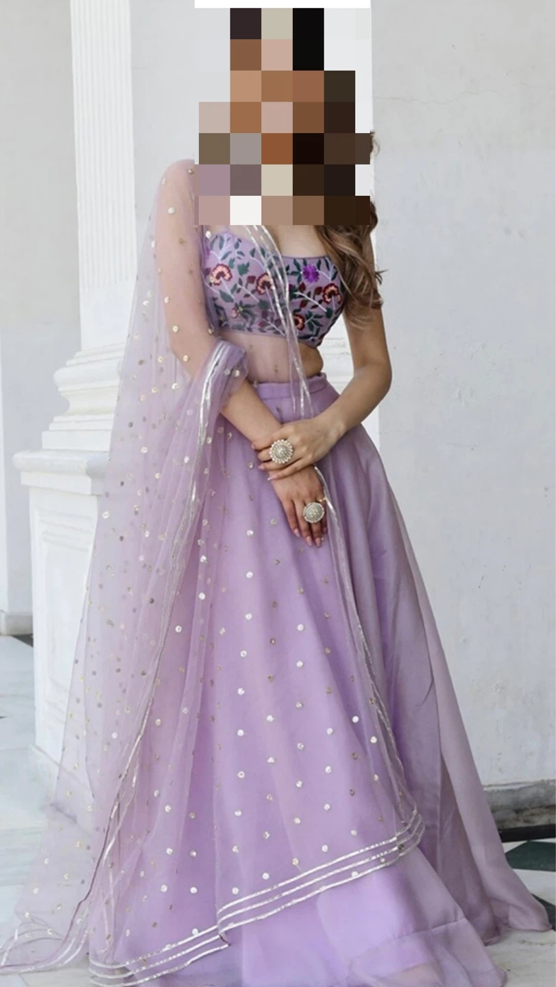 Lavender Embroidered Lehenga Set