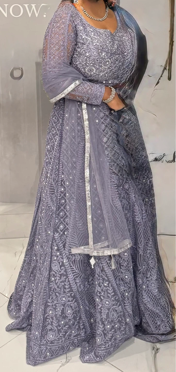 Grey Embellished Lehenga Choli with Dupatta