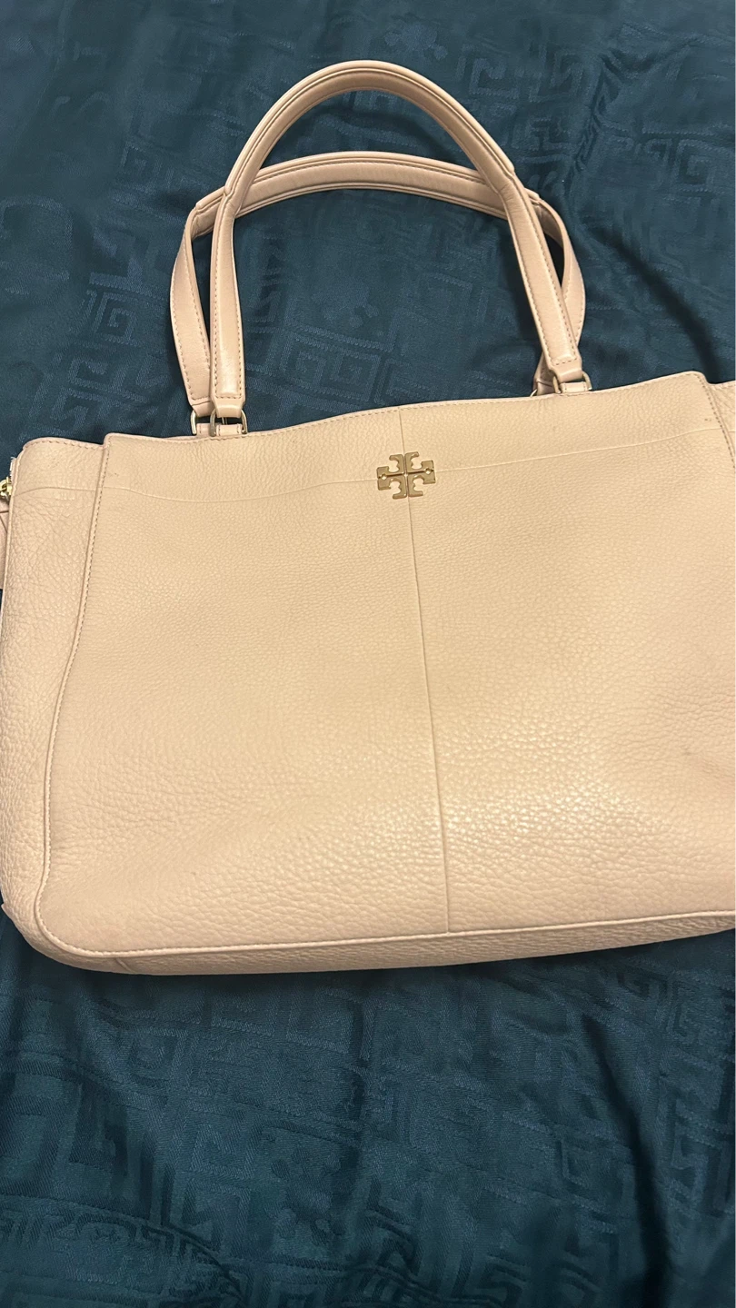 Tory Burch Pebble Leather Tote Bag - Pale Pink