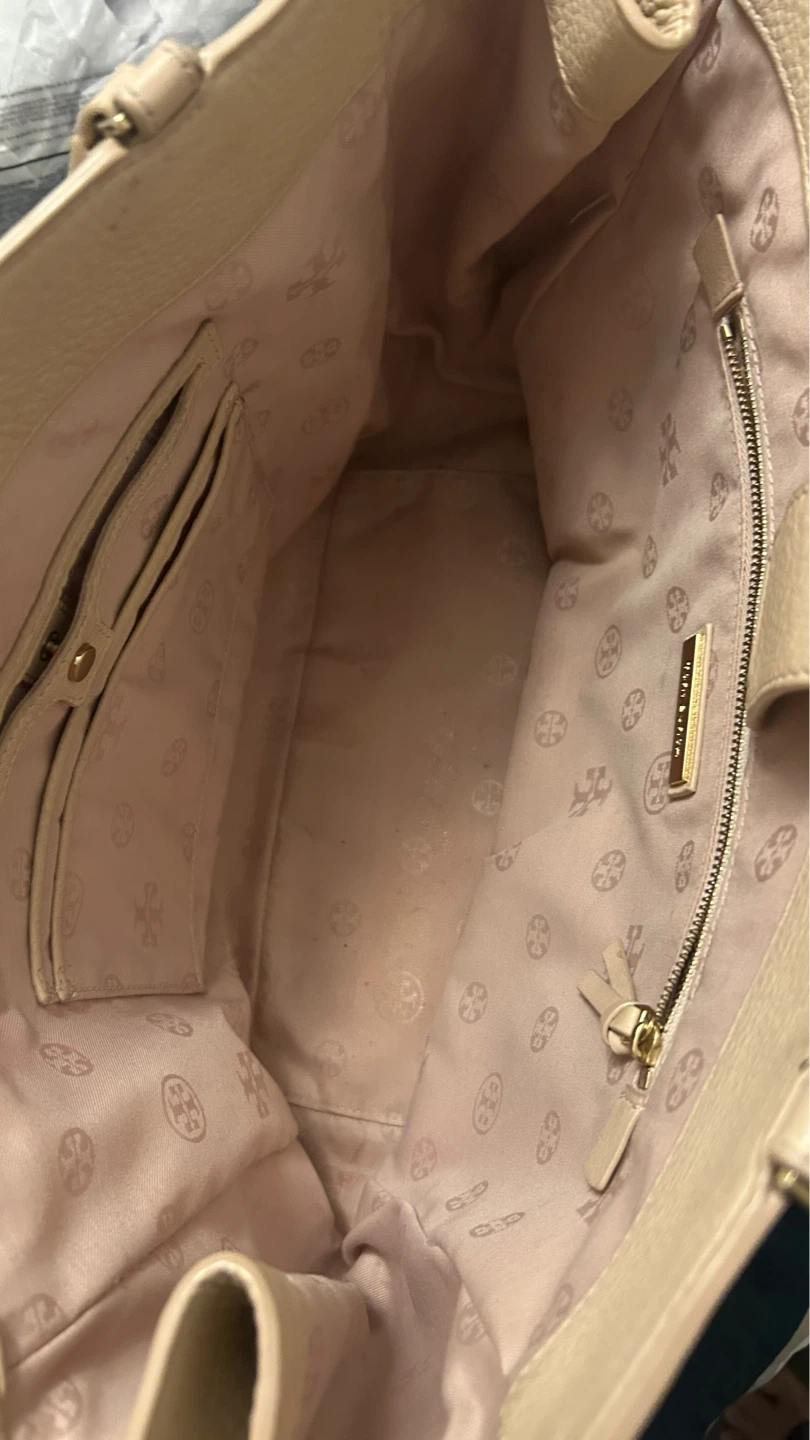 Tory Burch Pebble Leather Tote Bag - Pale Pink - photo 5