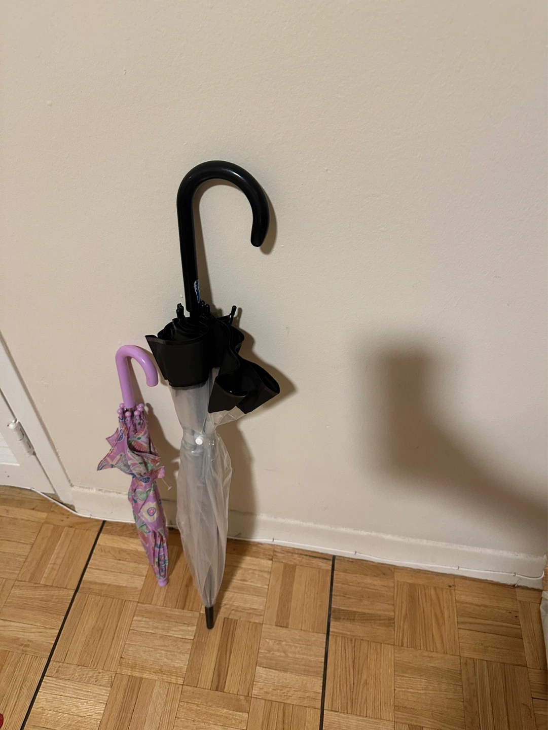2 Umbrellas - Clear and Purple Patterned