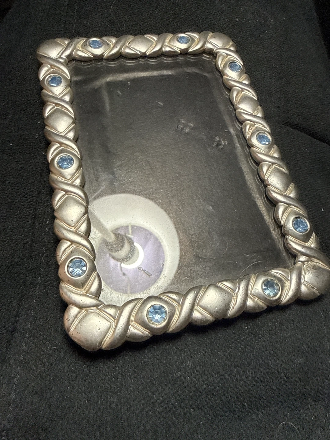 Silver Toned Photo Frame with Blue Gems