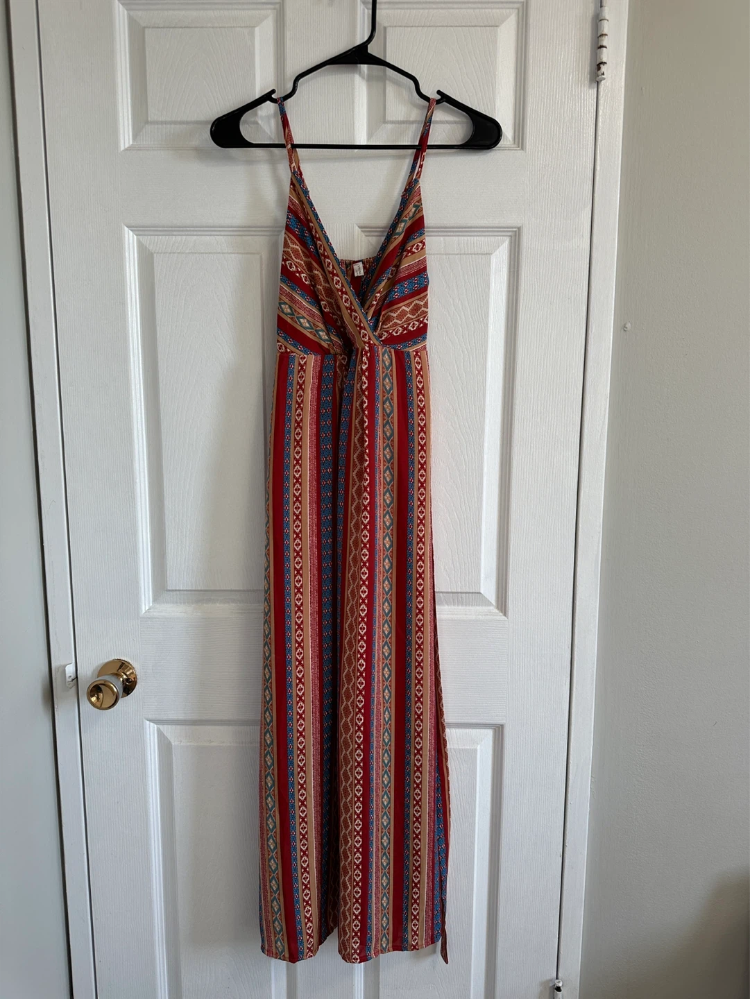Women's Red Patterned Maxi Dress