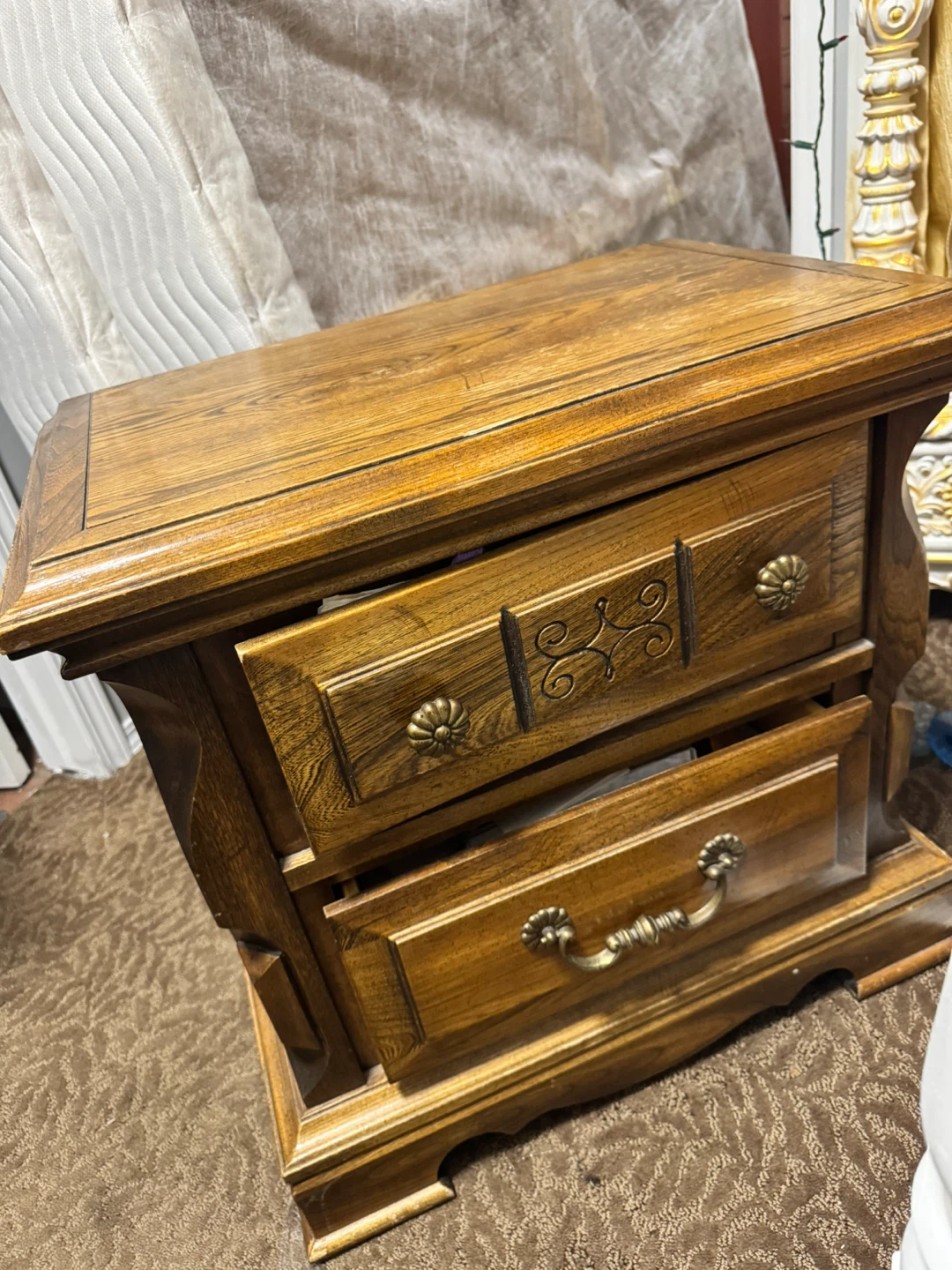 Wooden Dresser with Tri-Fold Mirror