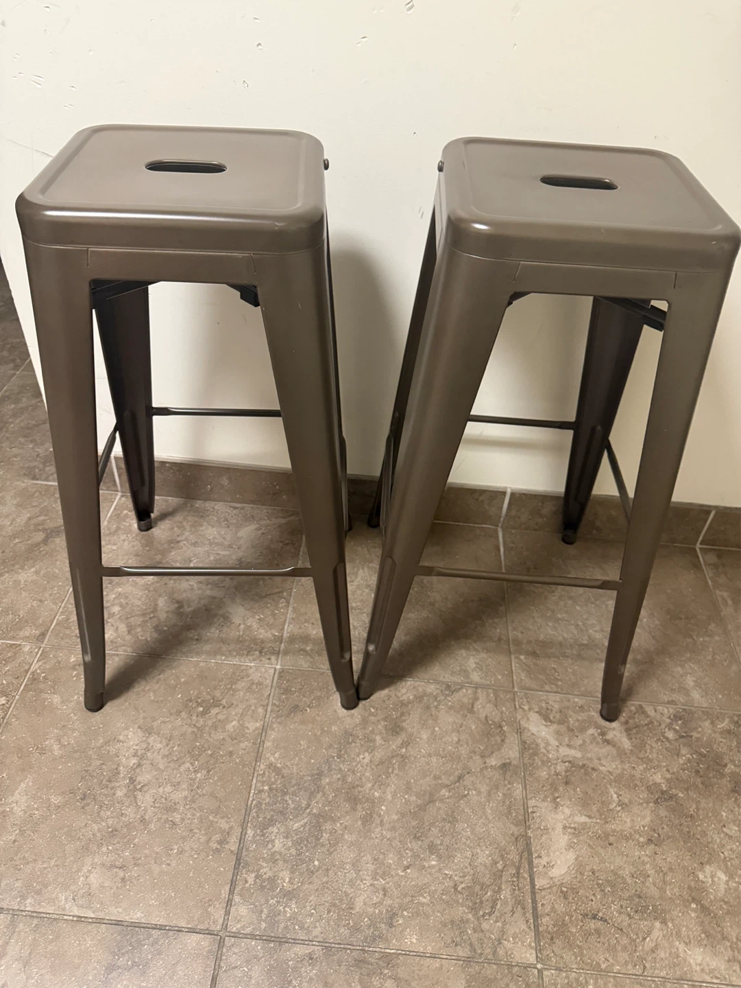 Set of 2 Metal Counter bar Stools chairs - photo 2