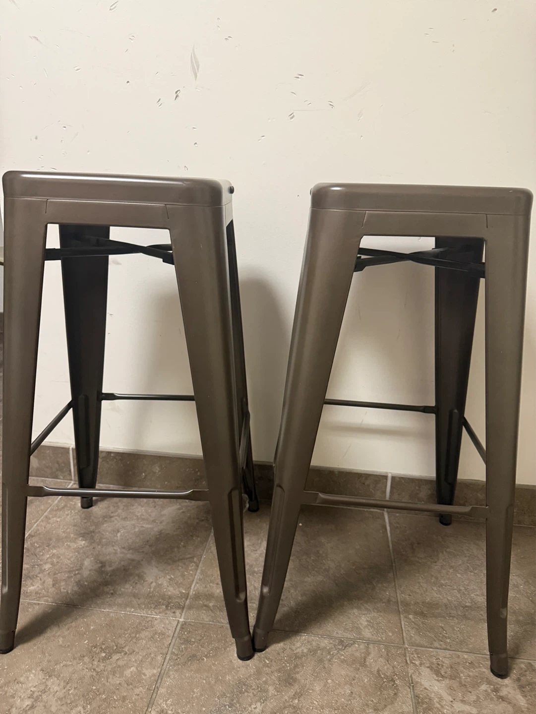 Set of 2 Metal Counter bar Stools chairs