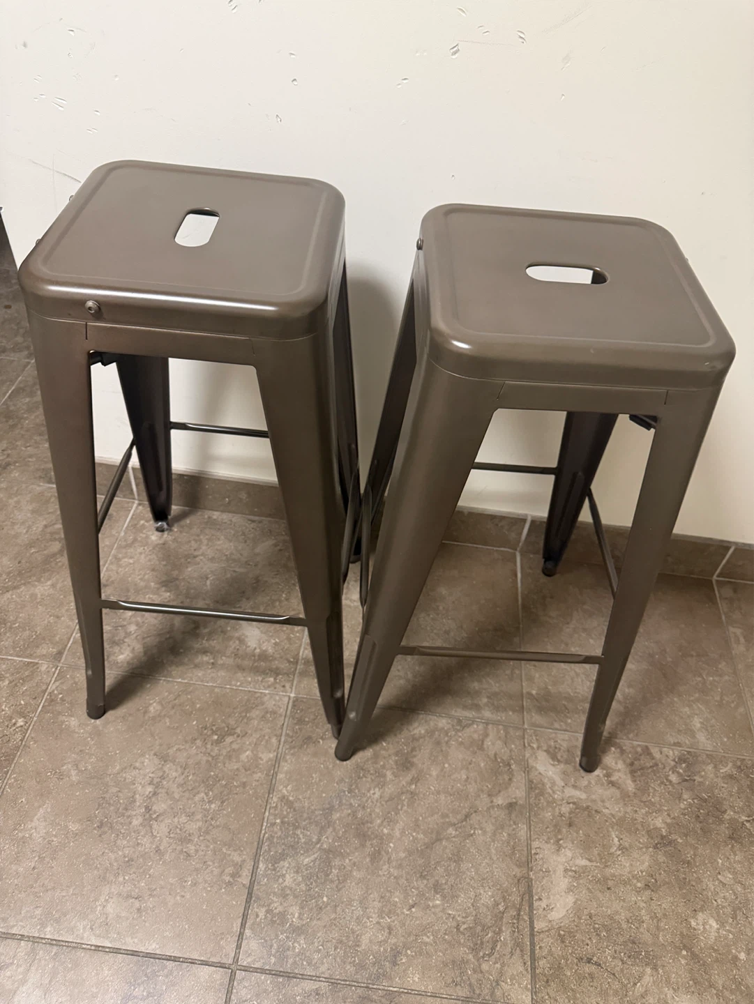 Set of 2 Metal Counter bar Stools chairs - photo 4