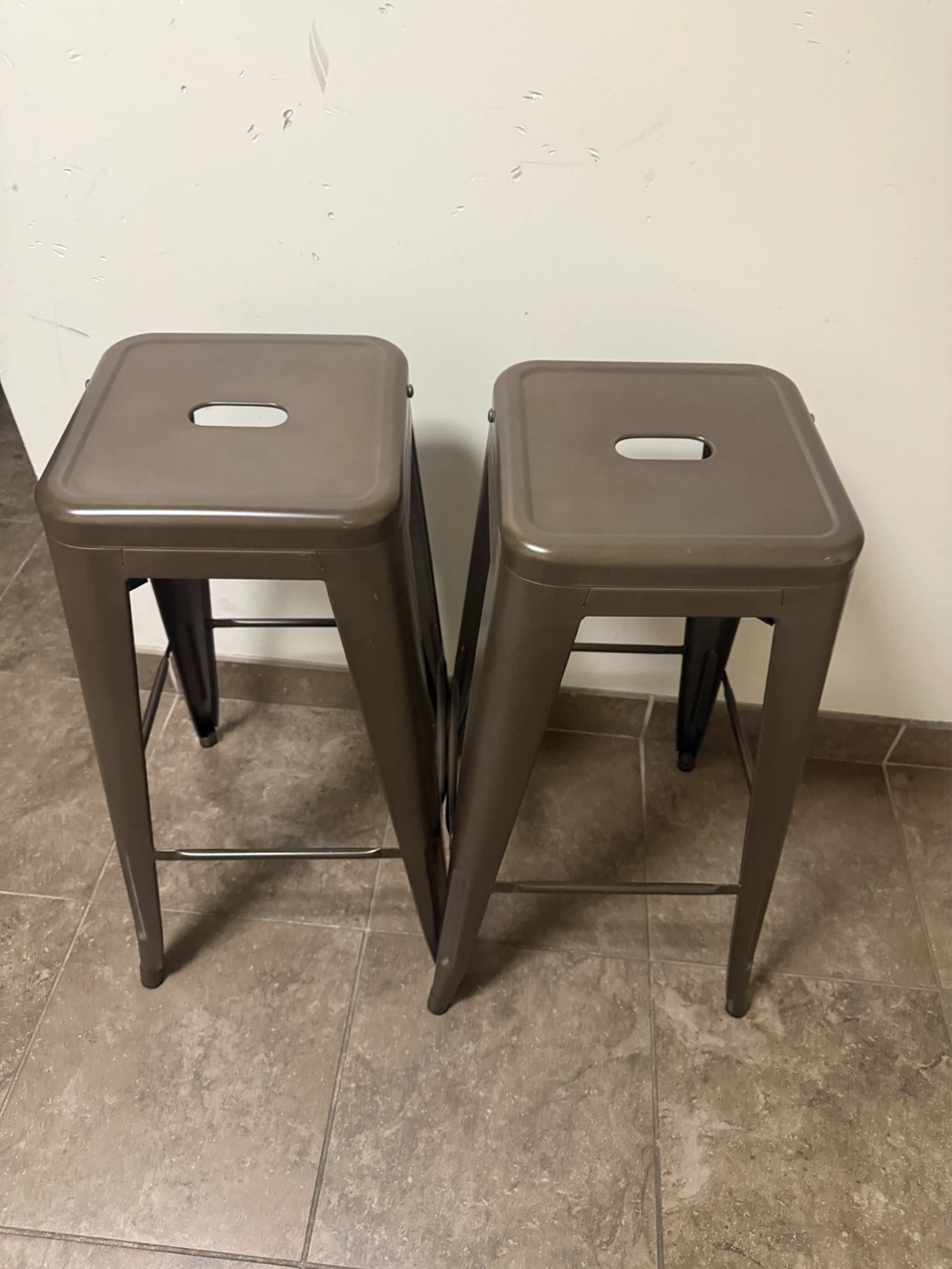 Set of 2 Metal Counter bar Stools chairs - photo 3