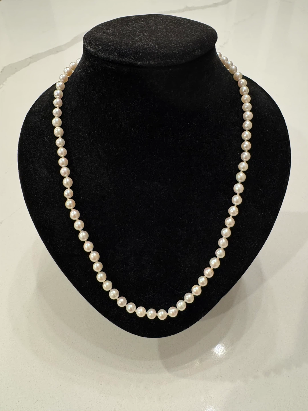Nice Vintage 6mm Saltwater Akoya Pearl Necklace 19” w/ 14K Clasp