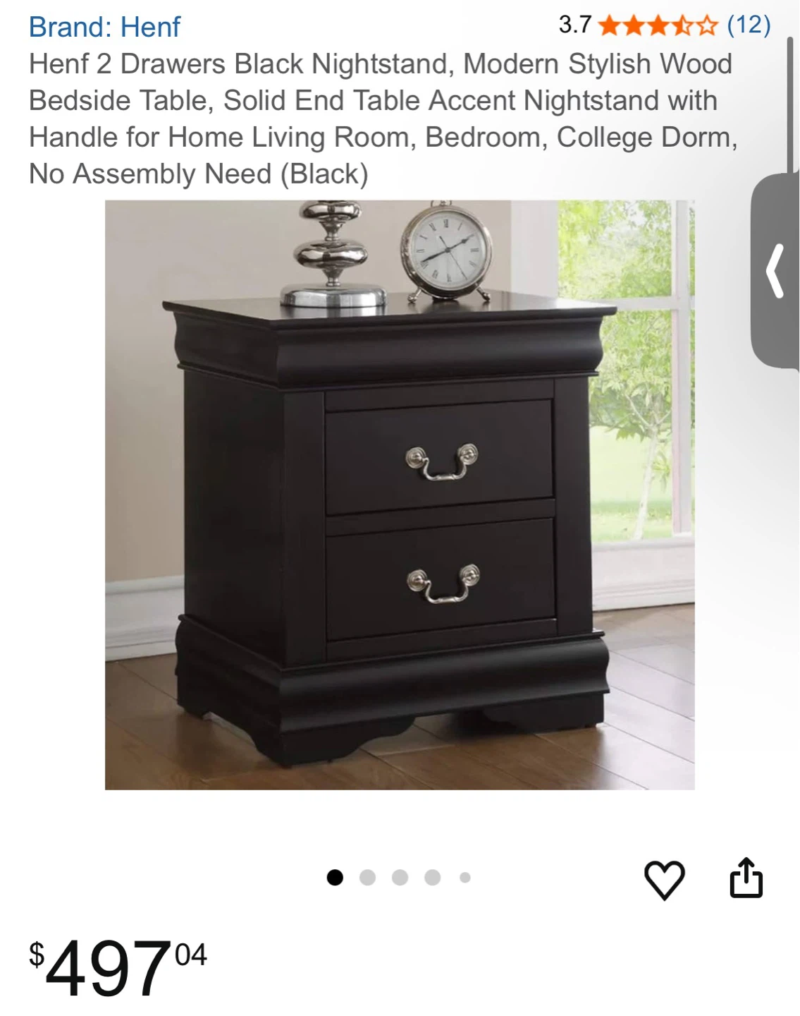 2 Black Two-Drawer Nightstand - photo 5
