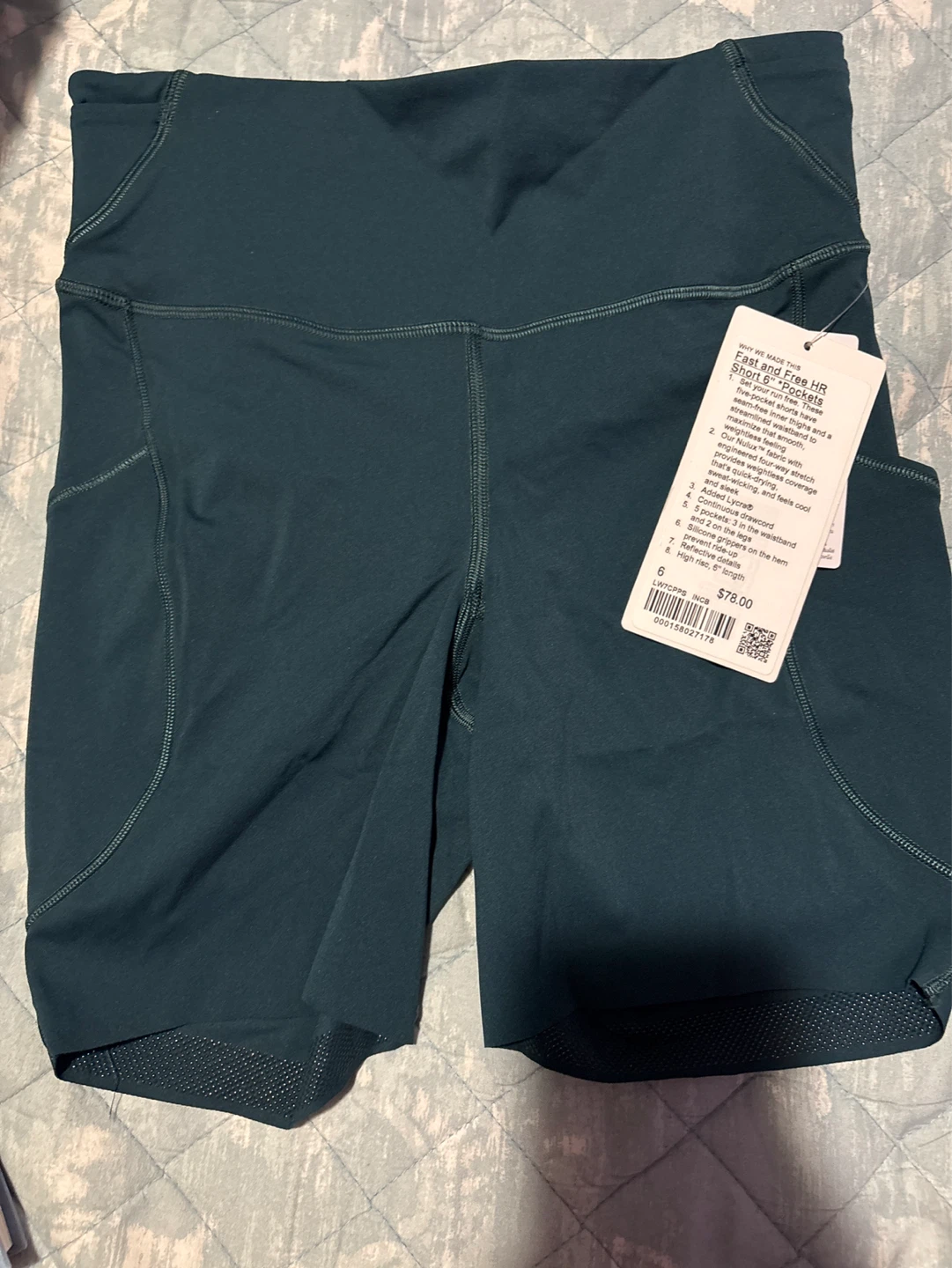 Lululemon Fast and Free High-Rise Short 6" Shorts Teal Size 6 - photo 2