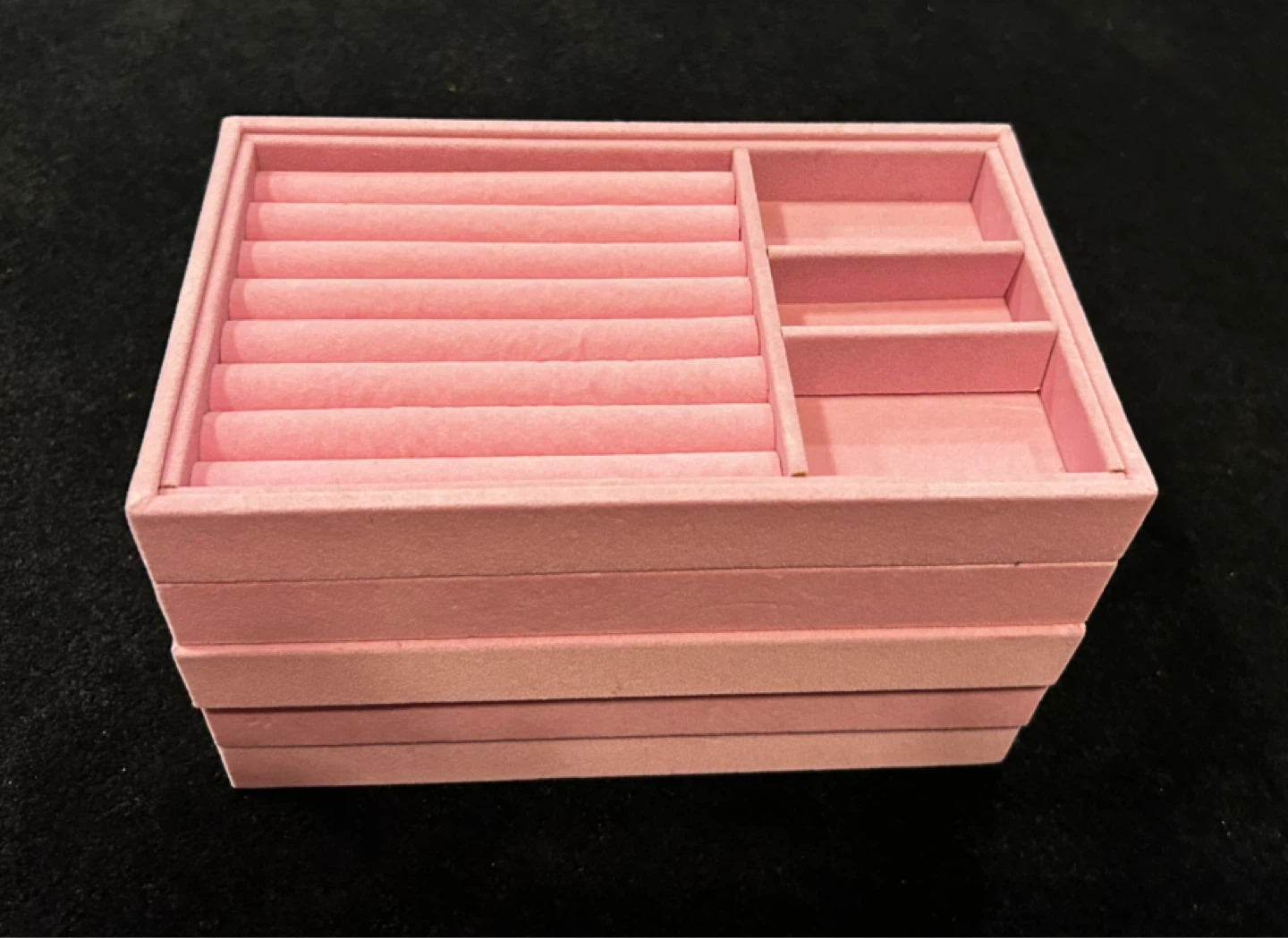 Set of 5- Pink Velvet Jewelry Organizer Tray Set - photo 3