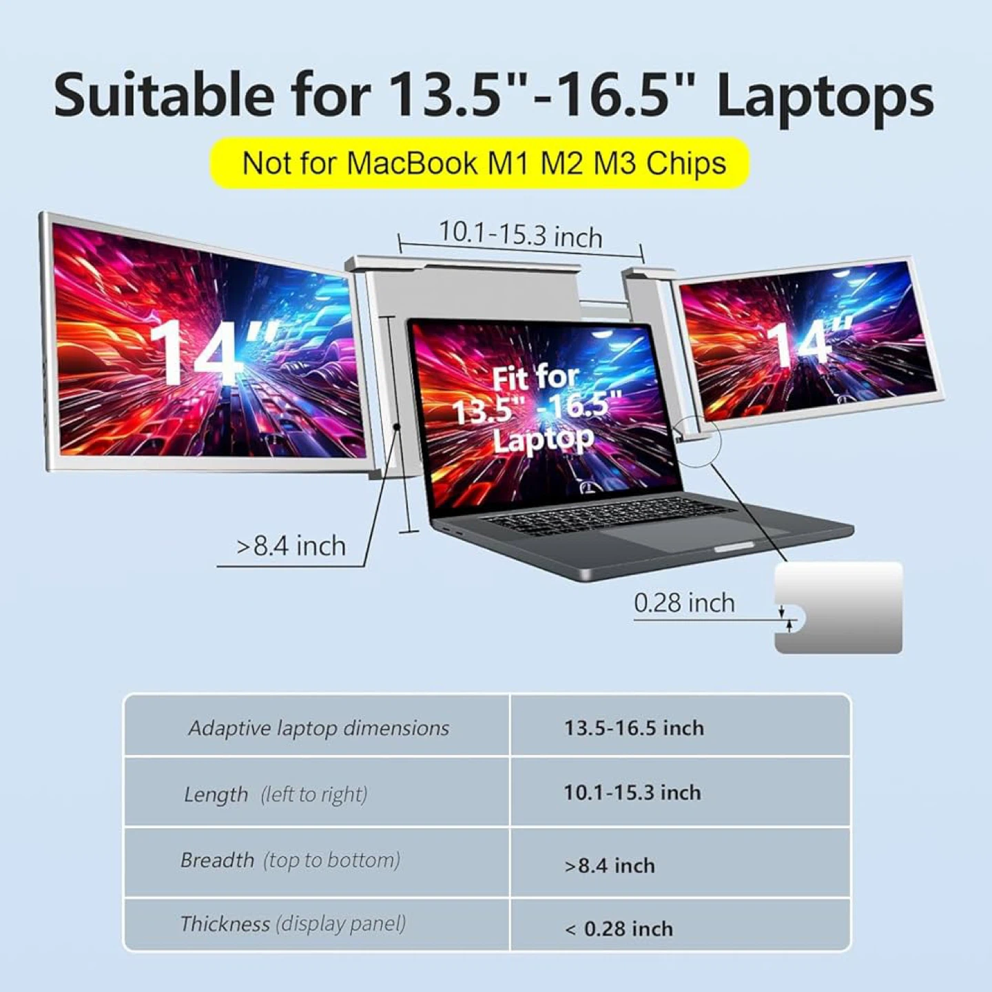 Triple Laptop Screen Extender 2×14” FHD IPS 315° - Plug & Play - photo 5