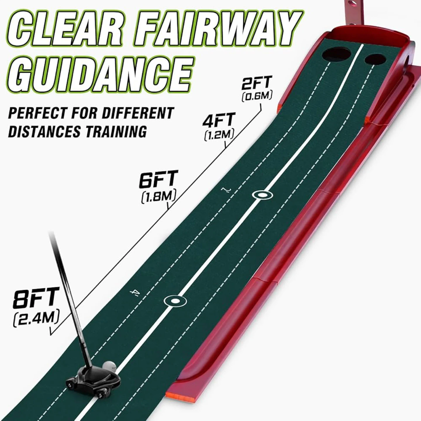 Indoor Golf Putting Mat - Wooden Base Velvet Surface - photo 5