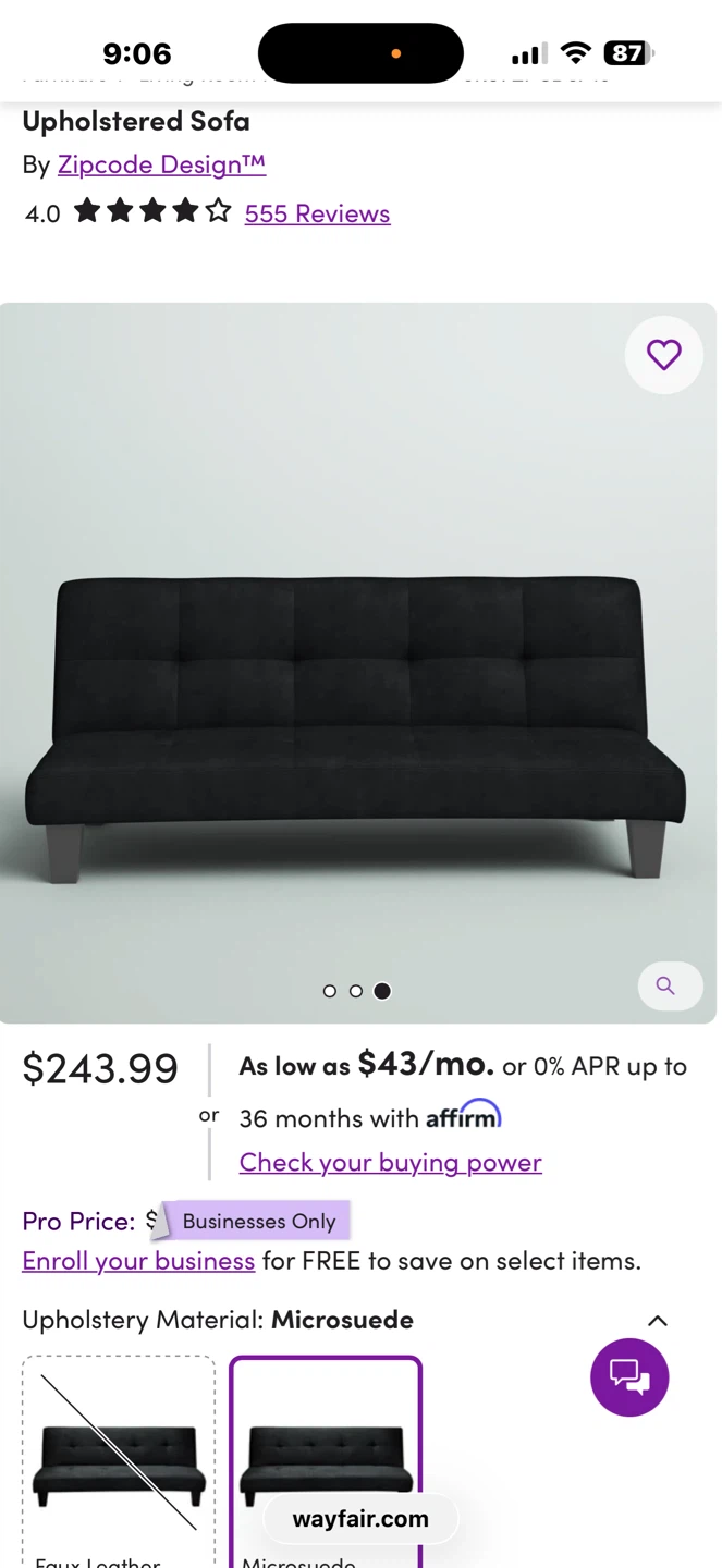 Black futon