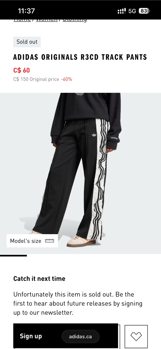 adidas R3CD track pants Small