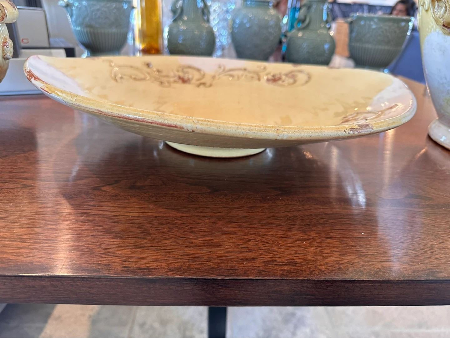 Rustic Yellow Italian Pottery 4pc Set – Planter, Urn & Platter - photo 5