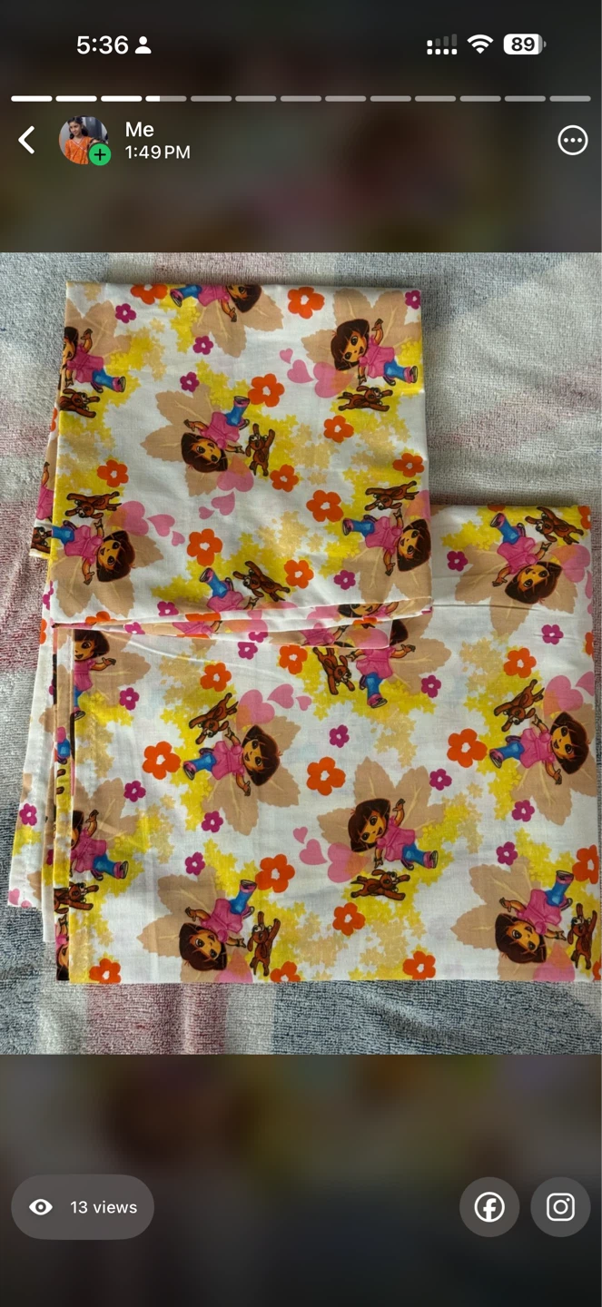 Dora the Explorer and Frozen themed fabric pieces