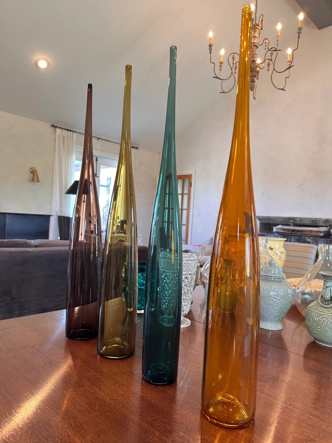 Colorful Handblown 30” Tall Glass Vases (set of 4) - photo 2