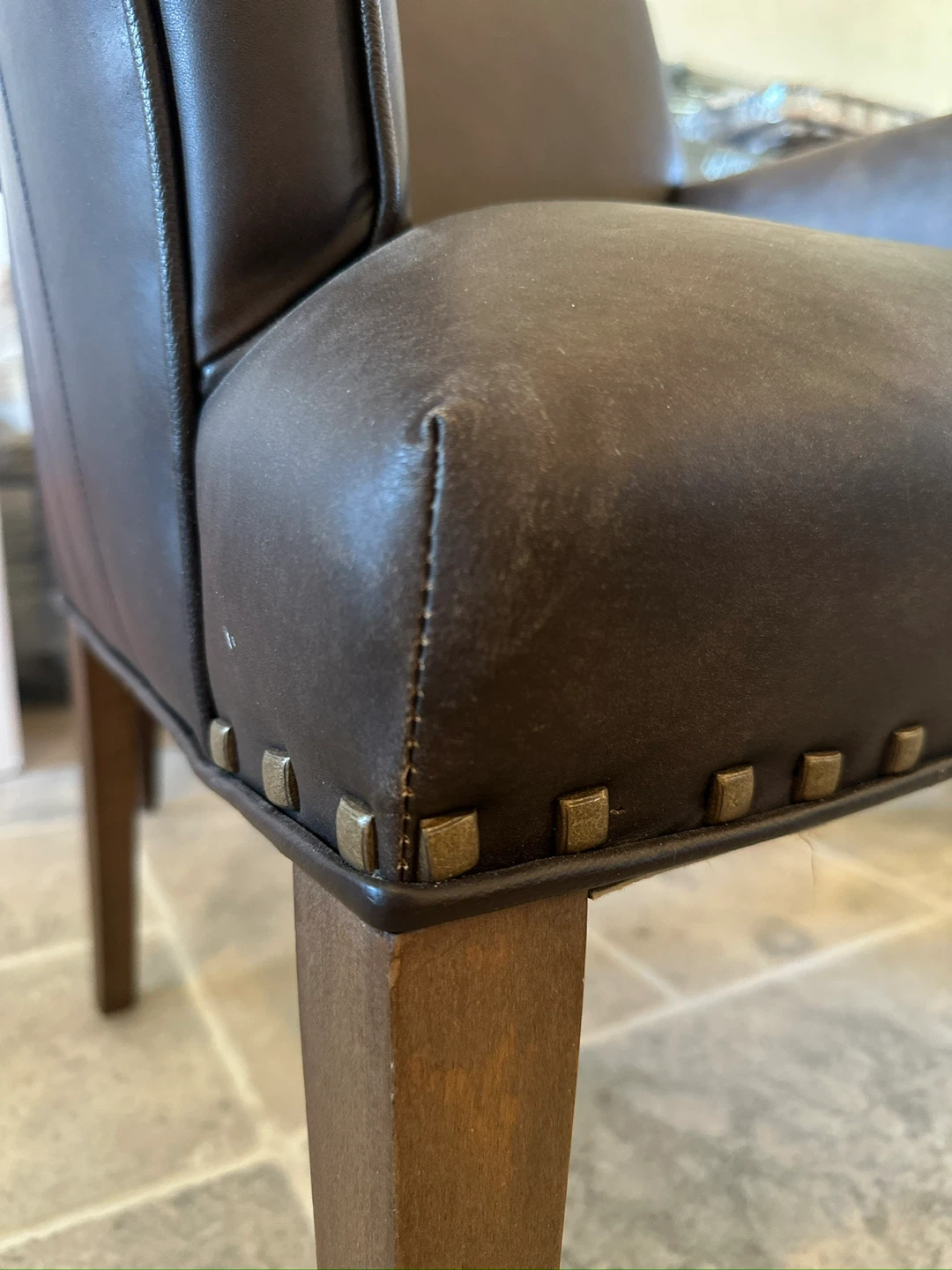 Genuine Leather Wingback Accent Chair – Hand-Tied Springs - photo 2