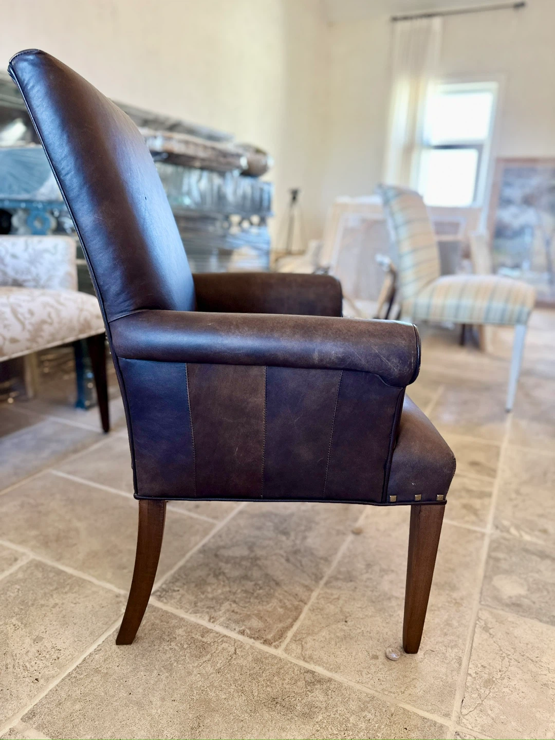 Genuine Leather Wingback Accent Chair – Hand-Tied Springs - photo 5