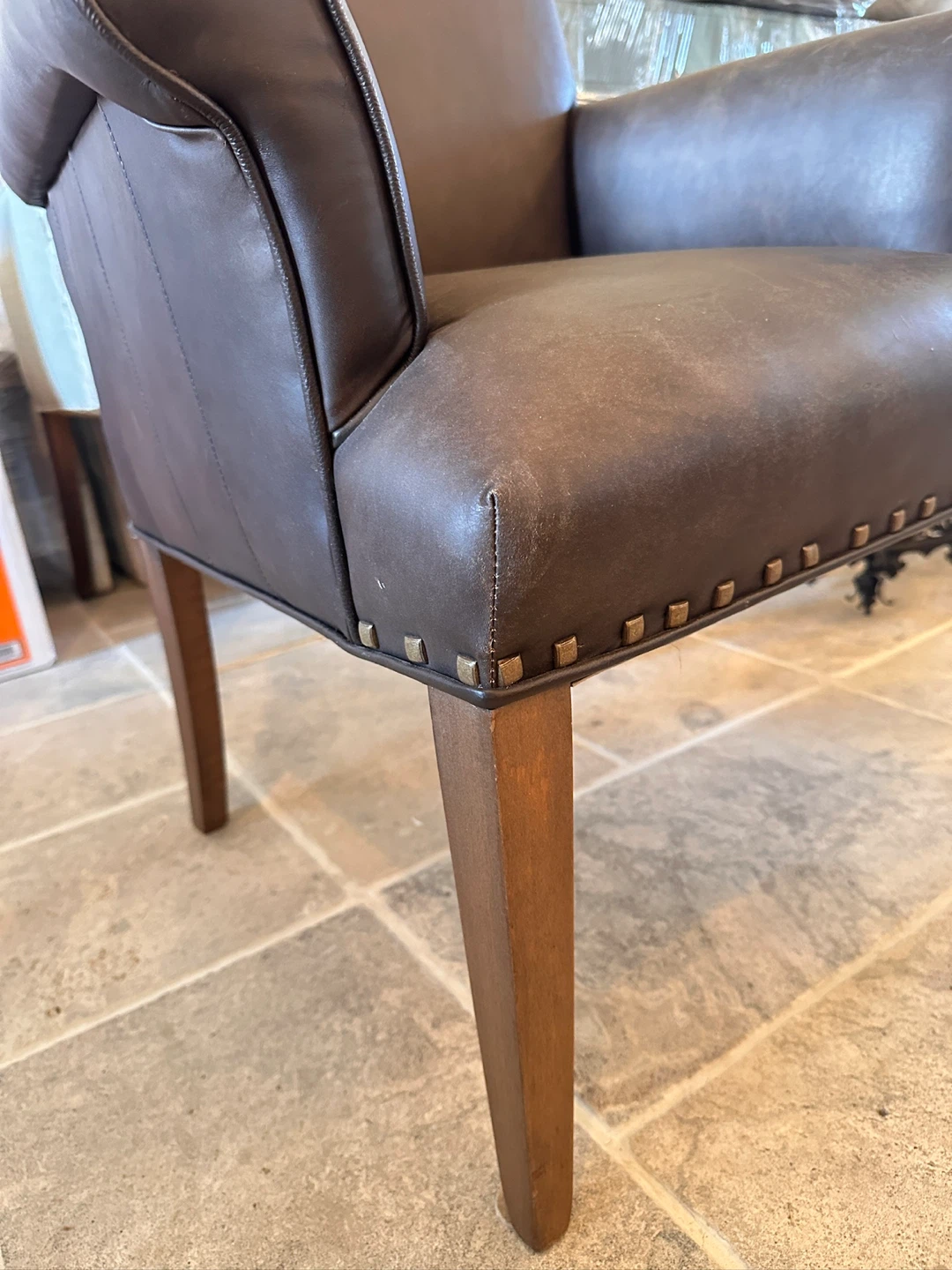 Genuine Leather Wingback Accent Chair – Hand-Tied Springs - photo 3