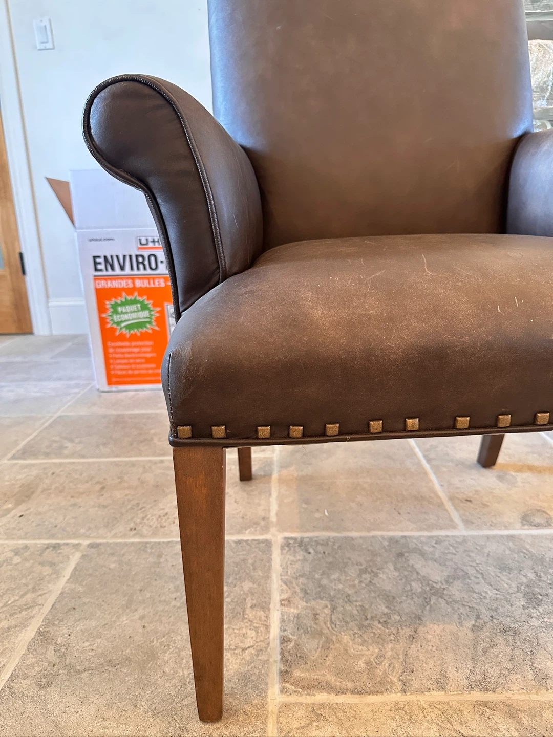 Genuine Leather Wingback Accent Chair – Hand-Tied Springs - photo 4