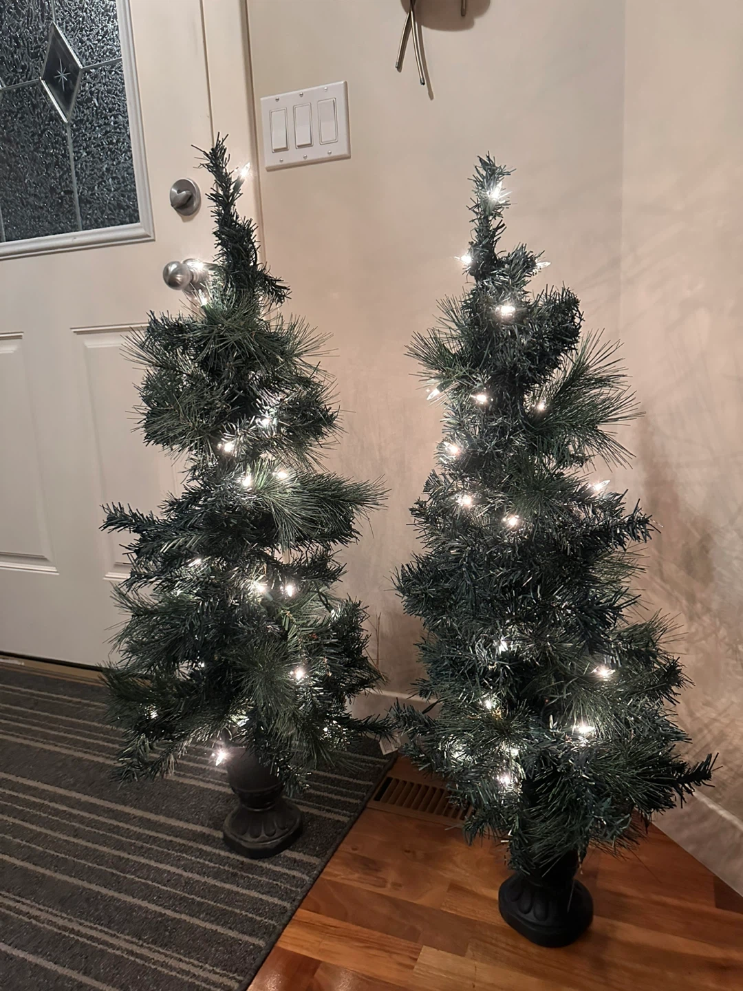 Pair of Pre-lit Artificial Christmas Trees
