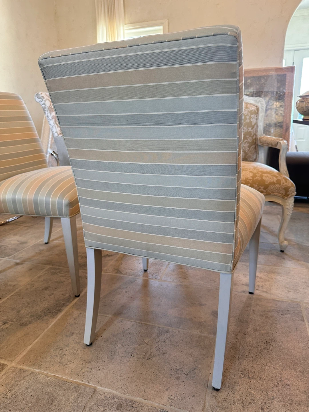 TWO Pastel Stripe Dining Chairs – SOLID Maple Frame - photo 5