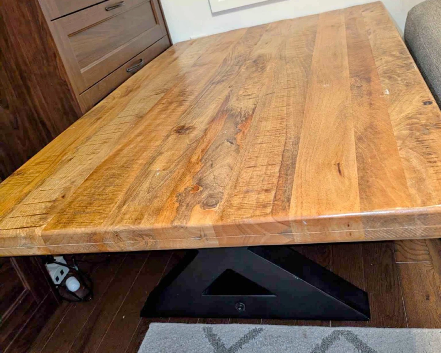 Solid Wood Coffee Table with Black Metal Base - photo 2