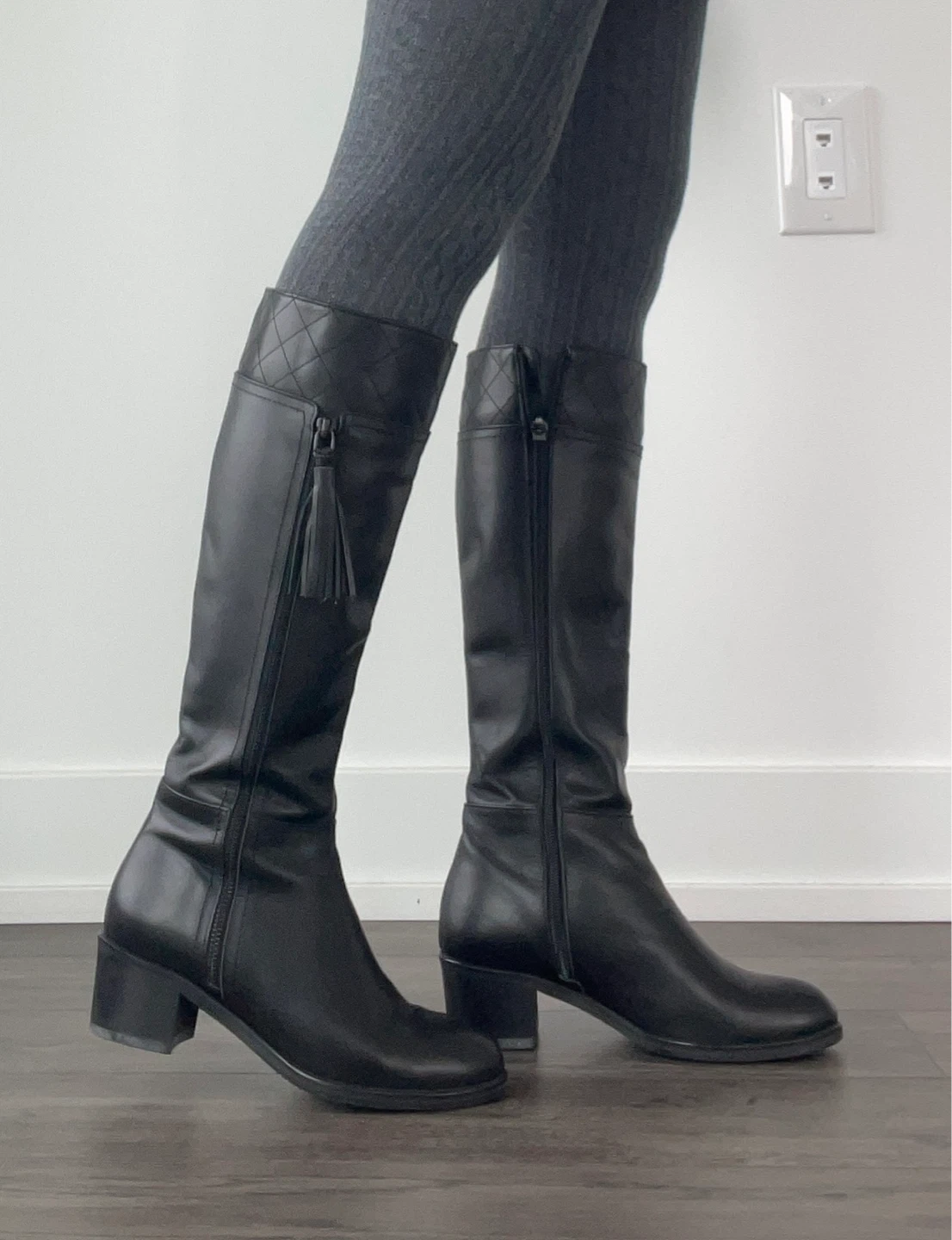 Black Leather Knee-High Boots