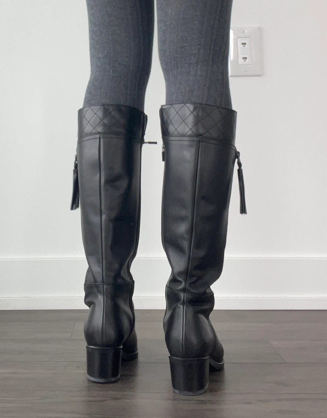 Black Leather Knee-High Boots - photo 3