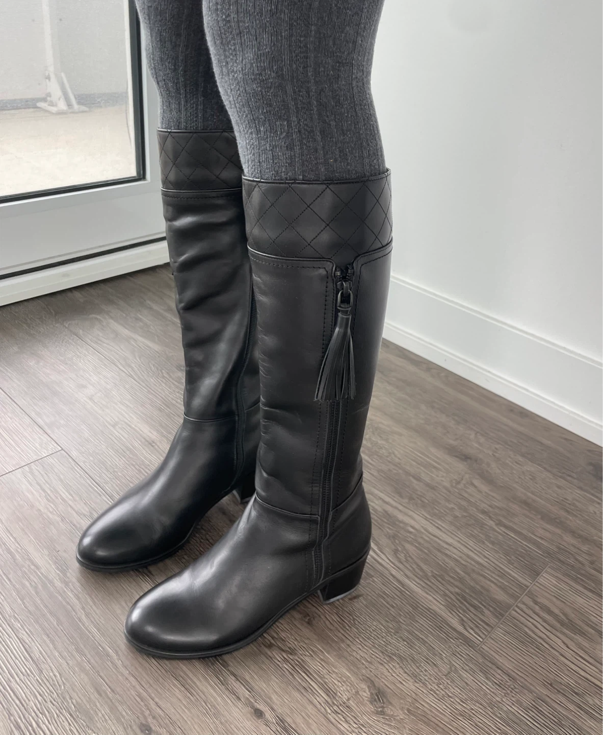Black Leather Knee-High Boots - photo 4